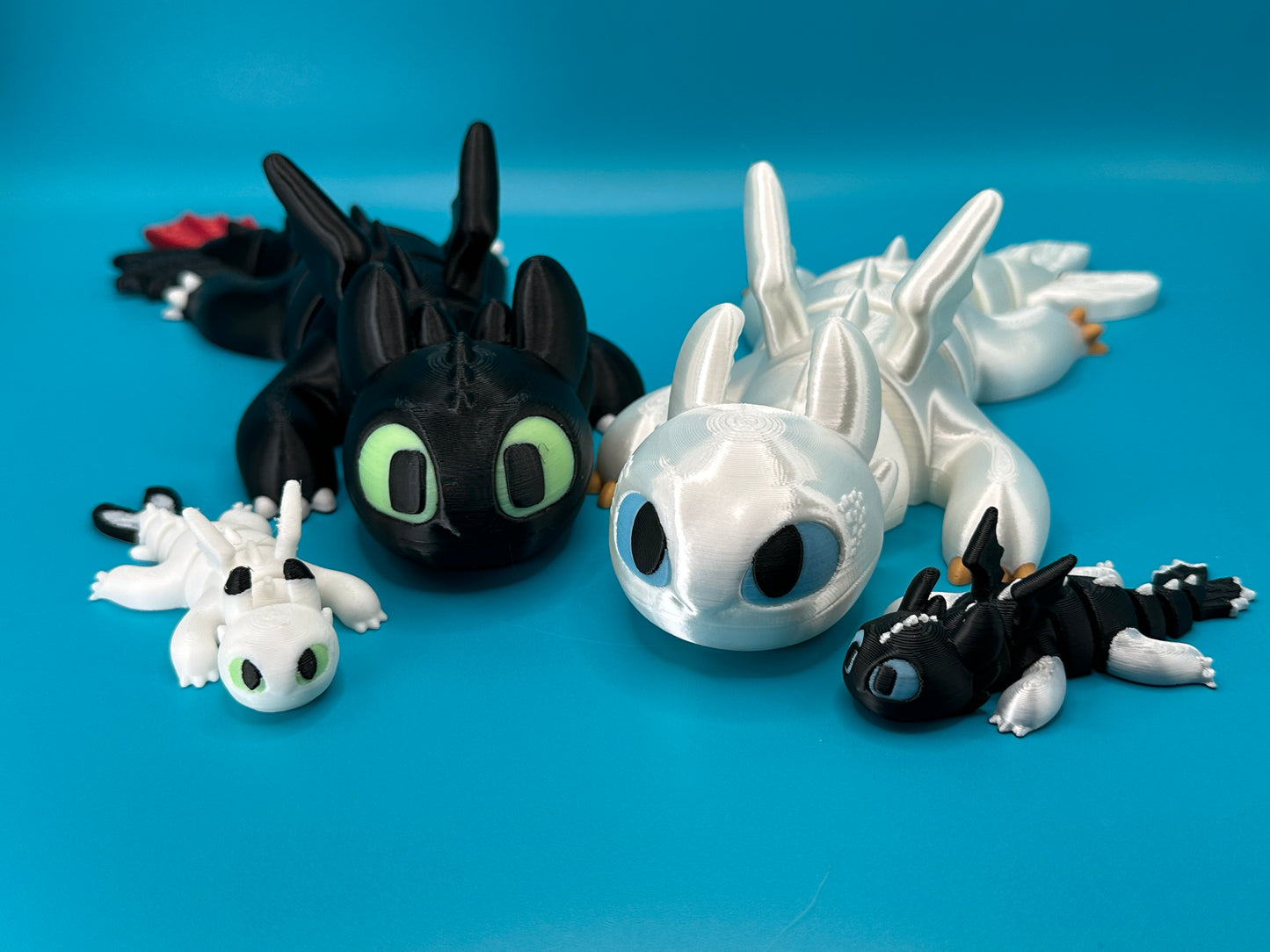 Toothless & Light Fury | Glow in the Dark | HTTYD | 3D Printed