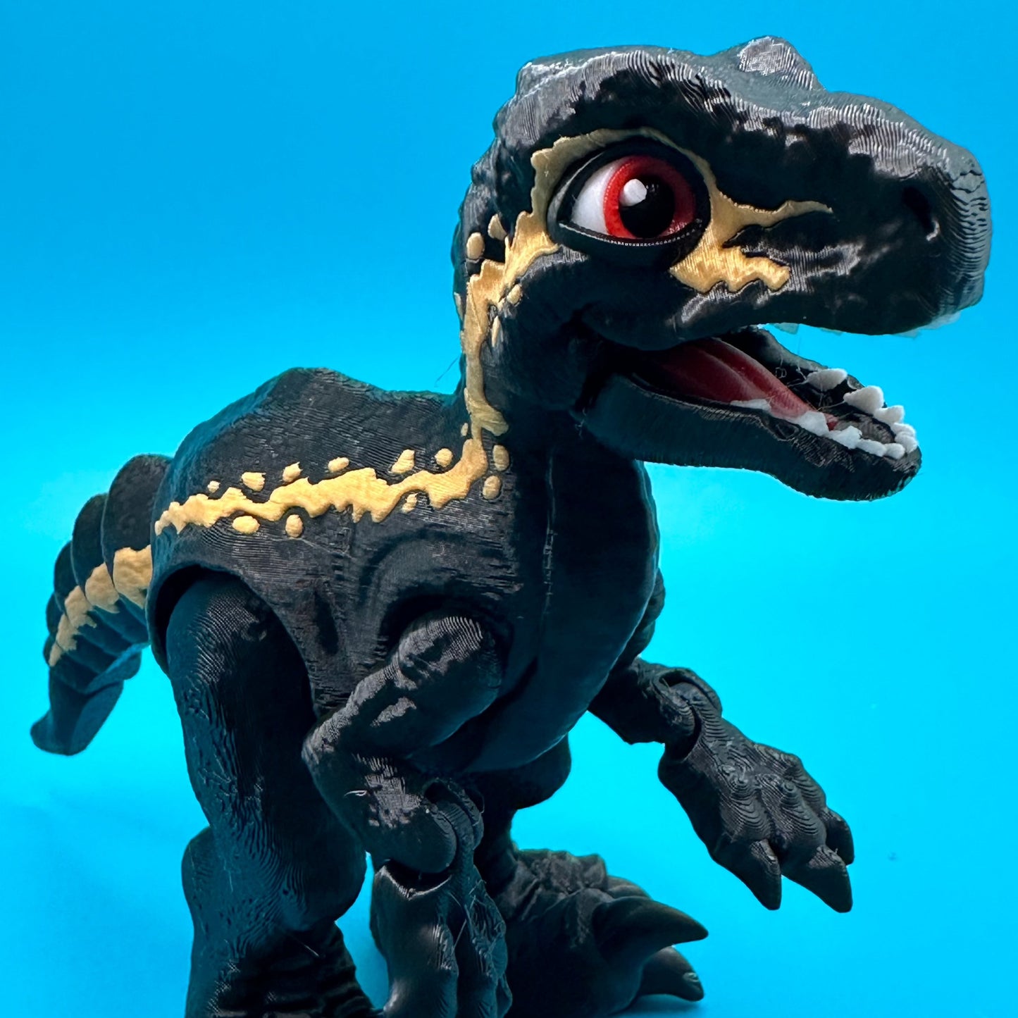 Articulated Velociraptor Dinosaur 3D Printed Toy | Stlflix | Blue | Raptor