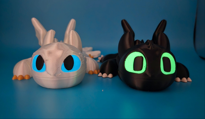 Toothless & Light Fury | Glow in the Dark | HTTYD | 3D Printed