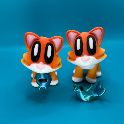 Blob Cat w/ Magnetic Fish | Desk Toy | 3D Print