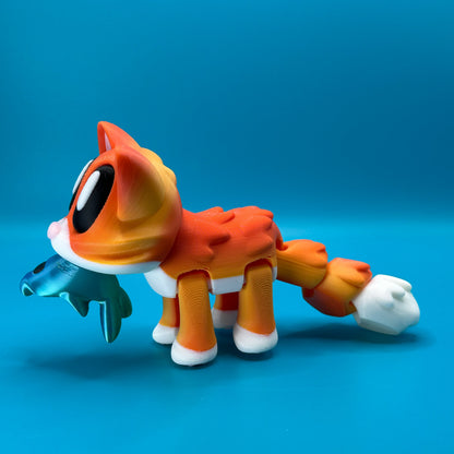 Blob Cat w/ Magnetic Fish | Desk Toy | 3D Print