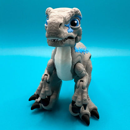 Articulated Velociraptor Dinosaur 3D Printed Toy | Stlflix | Blue | Raptor